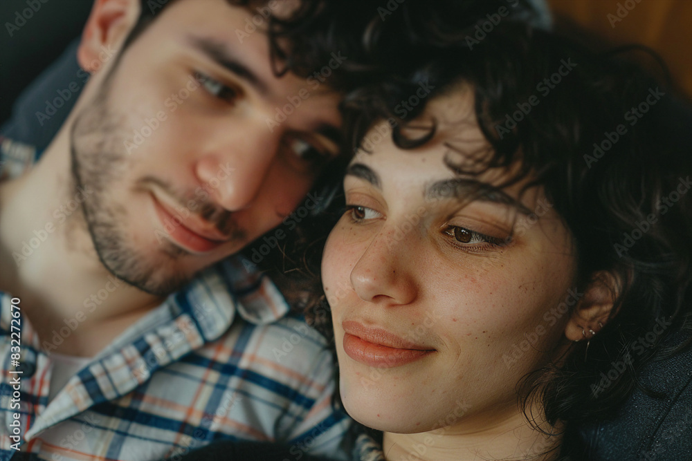 Generated with ai image of a beautiful sweet pretty couple spending time home together Generated with ai image of a beautiful sweet pretty couple spending time home together
