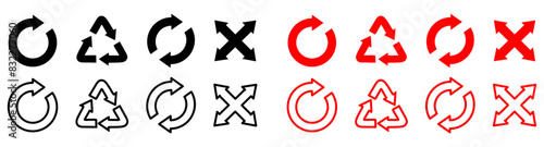 Set of Vector Arrows. Recycle and repeat signs