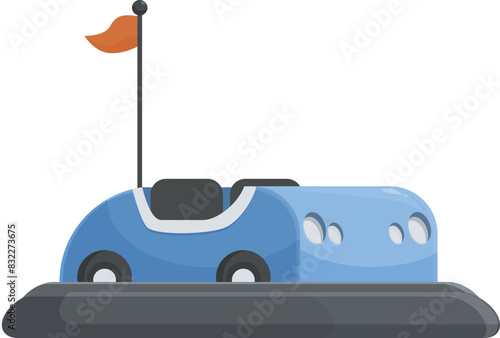 Playful and colorful cartoon bumper car illustration at an amusement park, perfect for family fun and entertainment