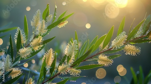 Photography of Melaleuca alternifolia, capturing the intricate beauty and details of this medicinal plant, commonly known as tea tree photo