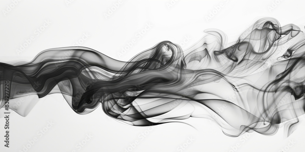 Abstract Pattern of Black and White Smoke on a Light Background