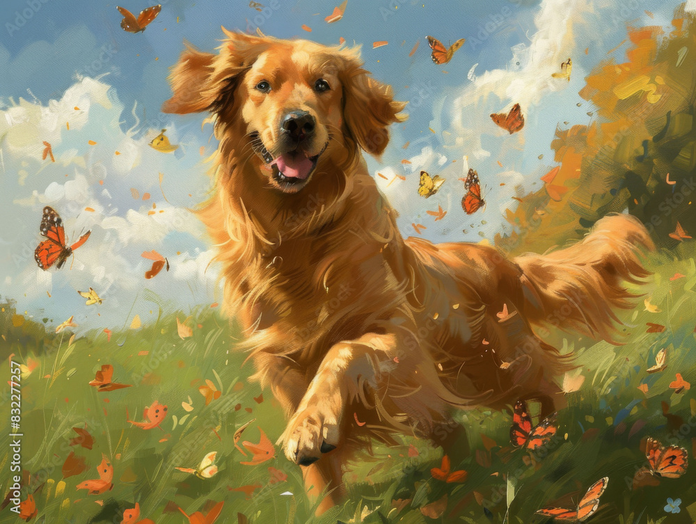 golden retriever running in the field golden retriever running in the field