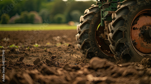 tractor cultivating on the field photo