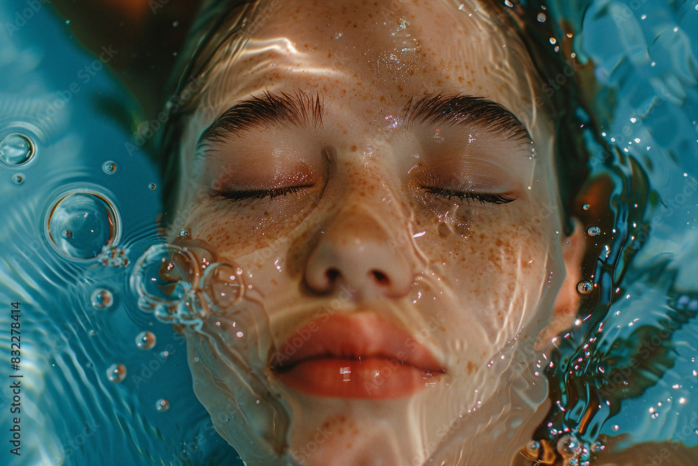 Underwater swimming created with generative ai person enjoys summer pleasant water swimming diving Underwater swimming created with generative ai person enjoys summer pleasant water swimming diving