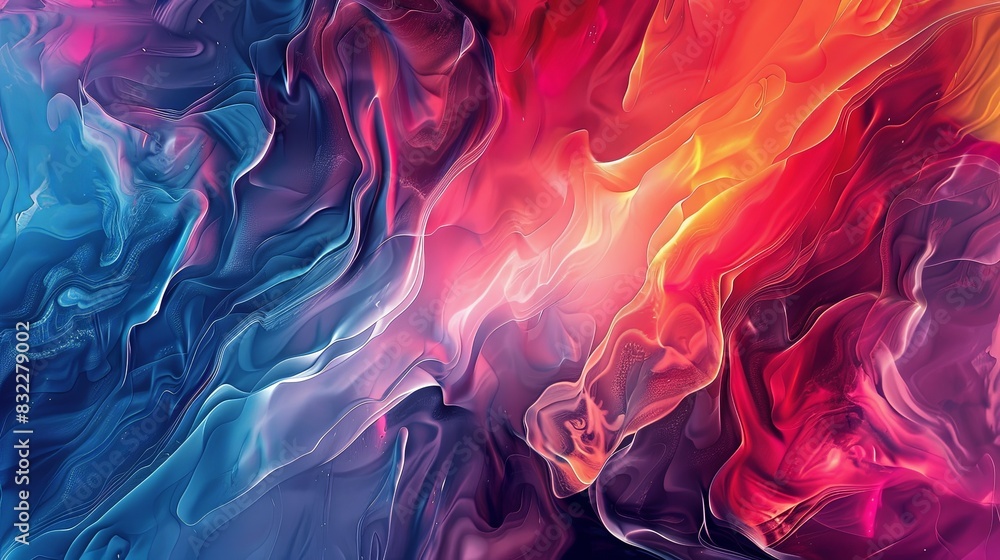 A colorful abstract painting with a blue, red, and purple swirl A colorful abstract painting with a blue, red, and purple swirl
