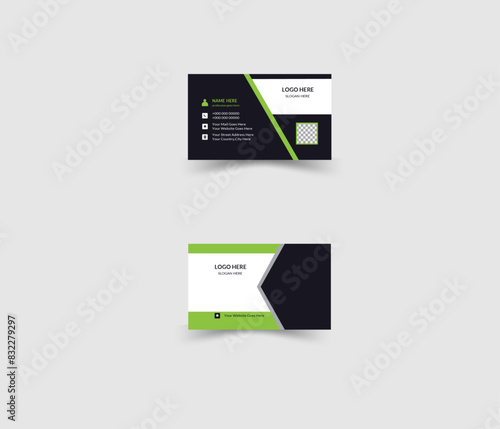 Quadro su tela modern creative business card and name card,horizontal simple clean template vector design, layout in rectangle size,easily editable teo sides back and front design