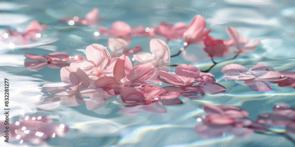 Soft Pink Flowers Gently Floating on the Surface of Water