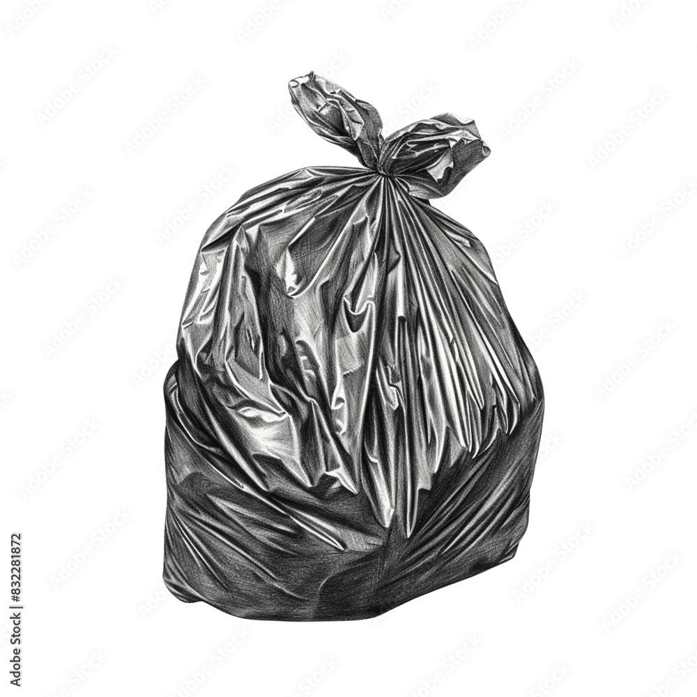Black Plastic Trash Bag Isolated on White Background
Black Plastic Trash Bag Isolated on White Background