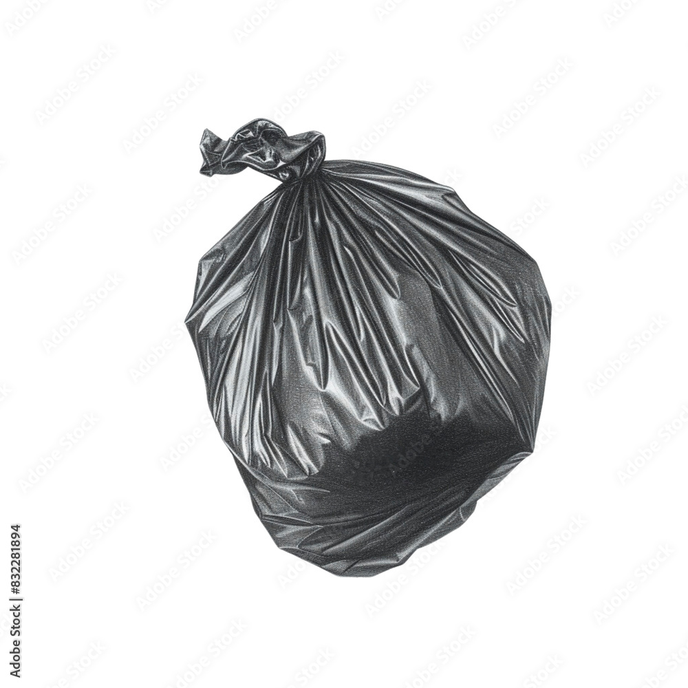 Black Plastic Trash Bag Isolated on White Background
Black Plastic Trash Bag Isolated on White Background