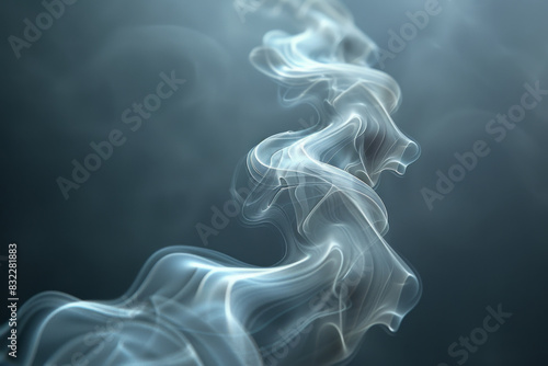 A long, curving stream of smoke is shown in a blue sky photo