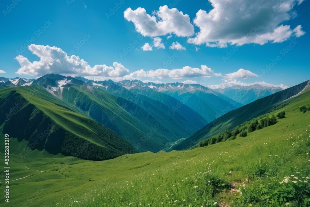 Midday in Caucasus with Vivid Summer Landscape Midday in Caucasus with Vivid Summer Landscape