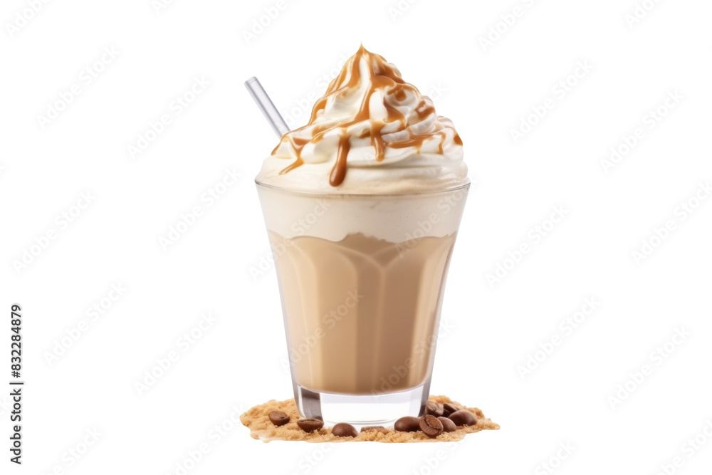 Chocolate frappe on top whipped cream isolated on transparent background. Chocolate frappe on top whipped cream isolated on transparent background.