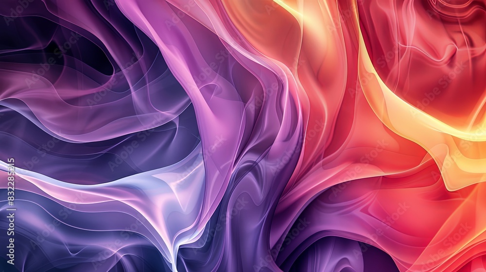 A colorful, flowing piece of fabric with a purple, blue, and orange hue A colorful, flowing piece of fabric with a purple, blue, and orange hue