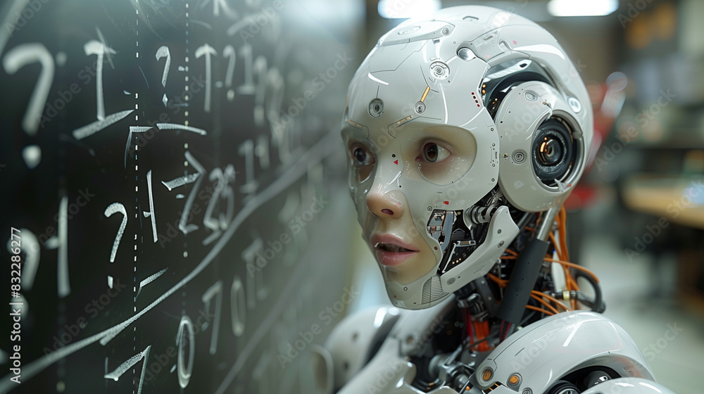 Synthetic Contemplation: Hyper-Realistic Android Gazes at Questions ,generated by IA Synthetic Contemplation: Hyper-Realistic Android Gazes at Questions ,generated by IA