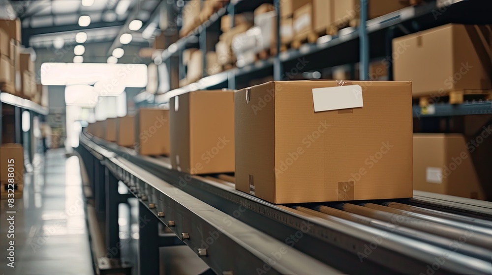parcels traveling along the conveyer belt, highlighting the efficiency of the sorting process and emphasizing the diversity of packages. parcels traveling along the conveyer belt, highlighting the efficiency of the sorting process and emphasizing the diversity of packages.