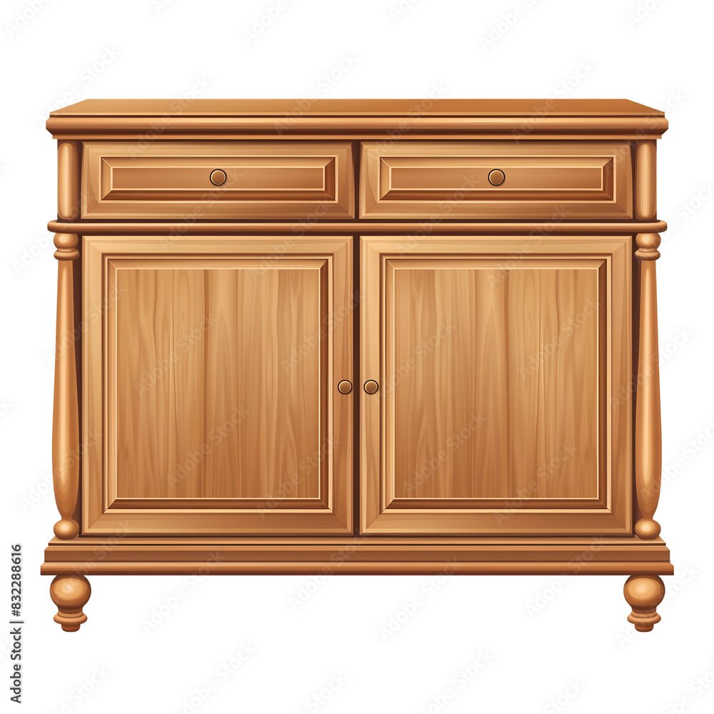 Elegant Wooden Sideboard With Drawers for Kitchen or Dining Room, Isolated on a Transparent Background, Graphic Resource Elegant Wooden Sideboard With Drawers for Kitchen or Dining Room, Isolated on a Transparent Background, Graphic Resource