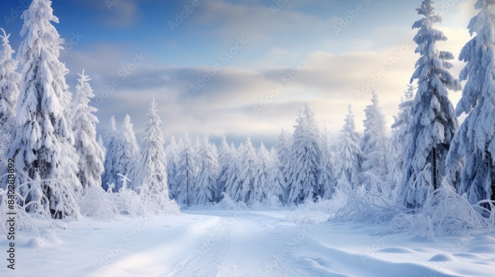 Beautiful winter landscape with snow-covered trees. Beautiful winter landscape with snow-covered trees.