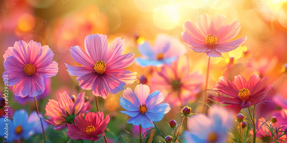 A vibrant flower garden bathed in the warm light of sunset, showcasing a variety of colorful blooms and creating a serene and picturesque scene
A vibrant flower garden bathed in the warm light of sunset, showcasing a variety of colorful blooms and creating a serene and picturesque scene
