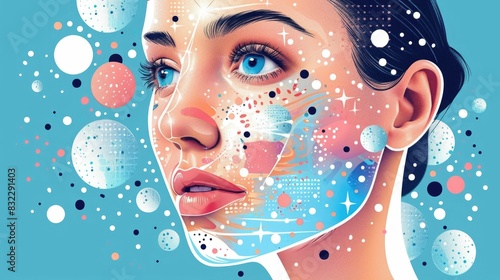 Captivating showcasing a deep dive into the science of skincare with microscopic views of skin cells and molecular level improvements for a radiant healthy complexion