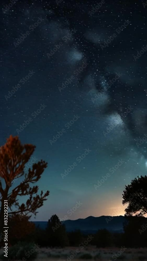 Astronomical timelapse of the silhouette of an Acacia tree against the ...