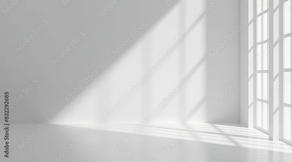 White background with shadows and light, minimalist, empty space for product presentation or display in studio. White background with shadows and light, minimalist, empty space for product presentation or display in studio.