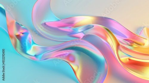 Wallpaper Mural Background with holographic color and curvy shape in 3D. cool colo Torontodigital.ca