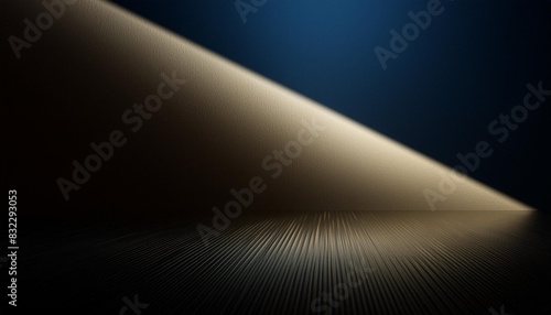 3d illustration of horizontally divided blue and beige background lit by diagonal light stripe