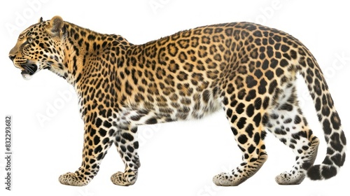 Leopard jumping  full body  white background