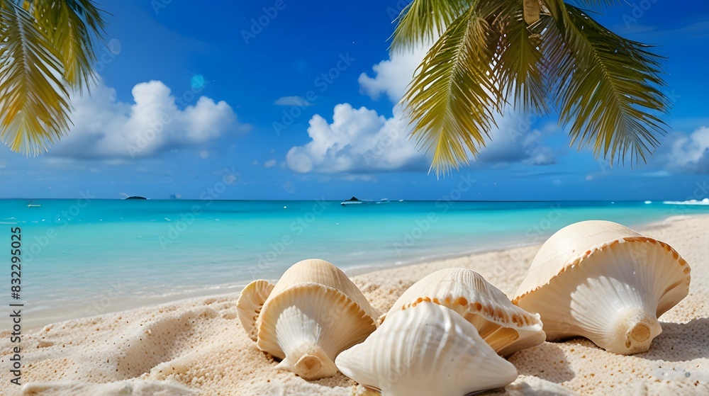 beach with palm trees, ai generated beach with palm trees, ai generated