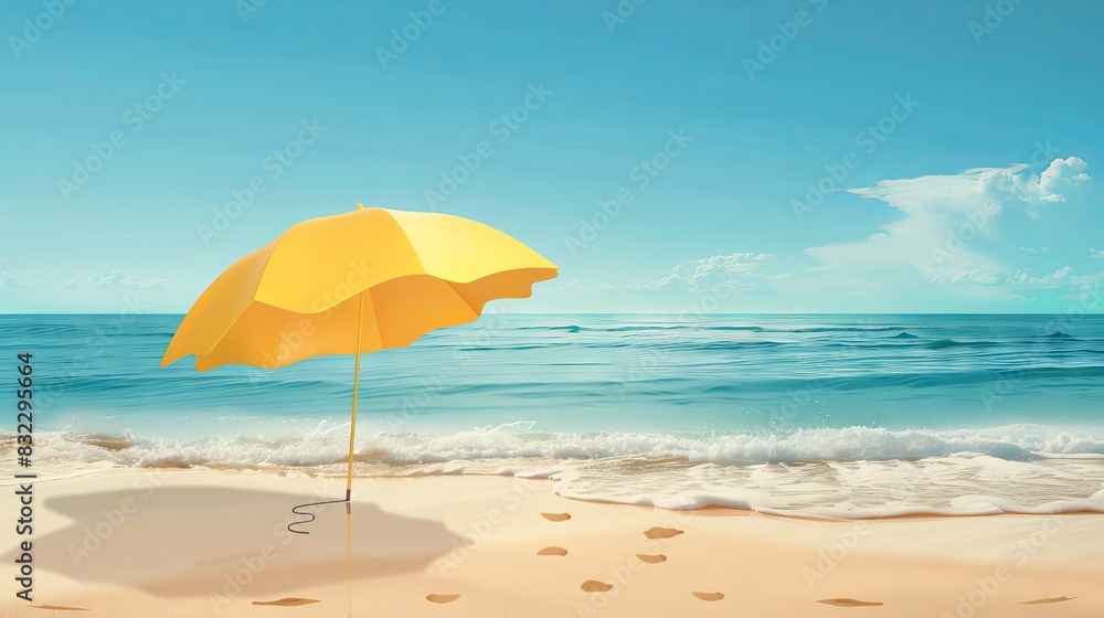 an opened umbrella on the beach an opened umbrella on the beach