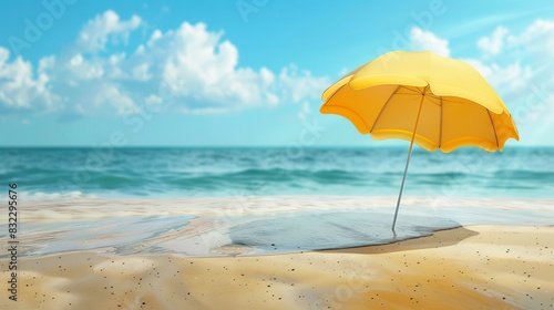 an opened umbrella on the beach