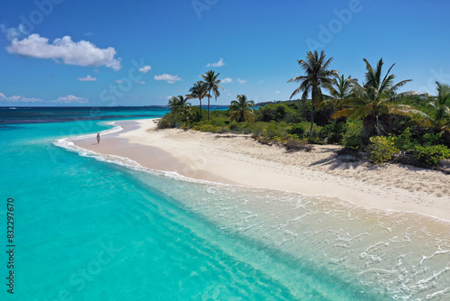 Aerial Woman Shoal Bay Beach Anguilla