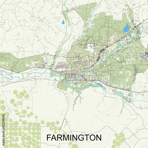 Farmington, New Mexico, United States map poster art