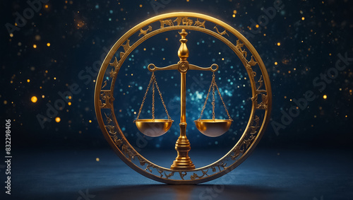 Zodiac sign Libra golden on a dark background horoscope