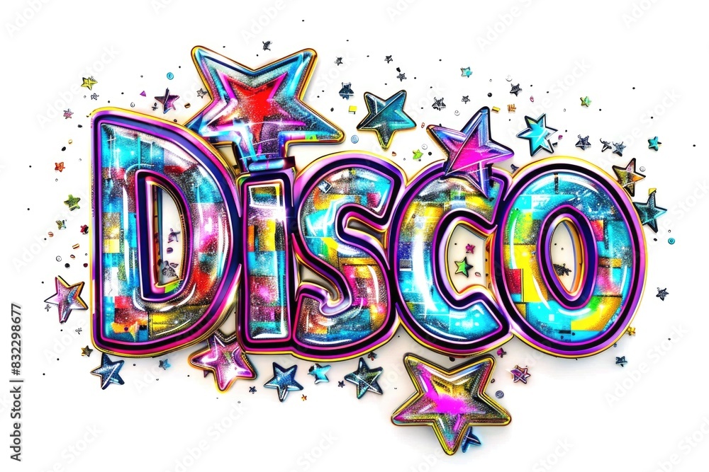 Colorful Graffiti Disco Text Art with Vibrant Background Colorful Graffiti Disco Text Art with Vibrant Background