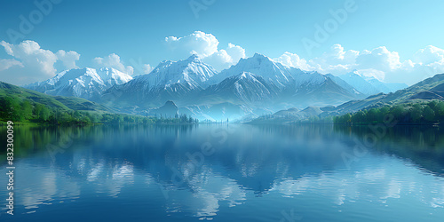 Serenity Unleashed: Turquoise Lake Reflections & Azure River Skies
