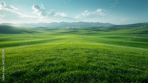 Serene Meadow   Mountain Aerial View  Minimalism in Art