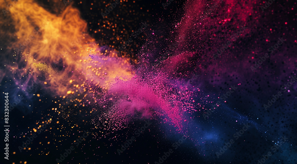 Naklejka premium Vibrant Colorful Powder Explosion on Dark Background