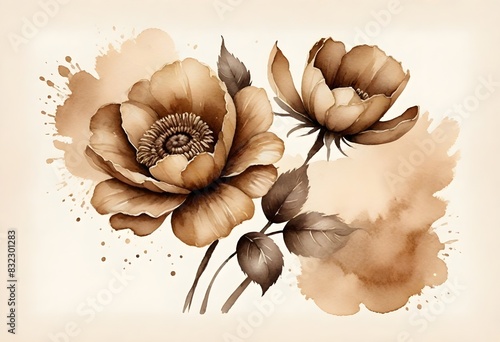 Ink and watercolor flowers