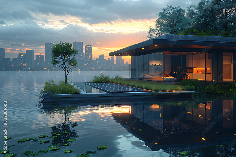 Fototapeta premium Stunning Cityscape: Sustainable Urban Living with Futuristic Architecture