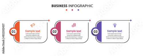 Modern business infographic template with 3 options or steps