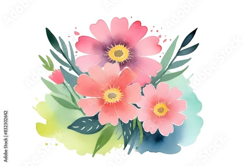 Ink and watercolor flowers