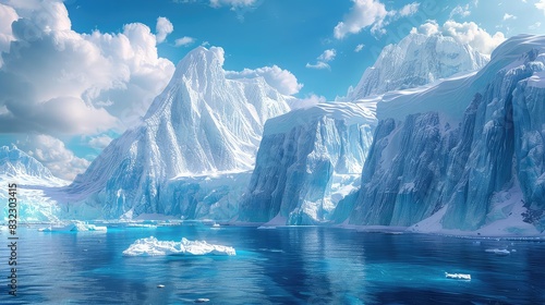 Wallpaper Mural Arctic icebergs with futuristic exploration drones, vibrant colors, scifi, 3D rendering, innovative and captivating, Torontodigital.ca