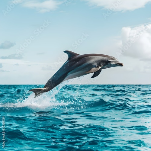 Bottle-noseddolphin  Tursiopstruncatus  jumping in Caribbean Sea