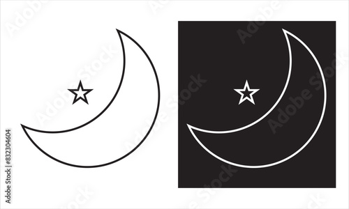 Moon icon. Moon phase symbol. Crescent icon in glyph. Crescent icon set. Lunar symbol in black. Moon silhouette. vector illustration. EPS 1o AI
