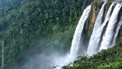 Breathtaking view of cascading waterfall