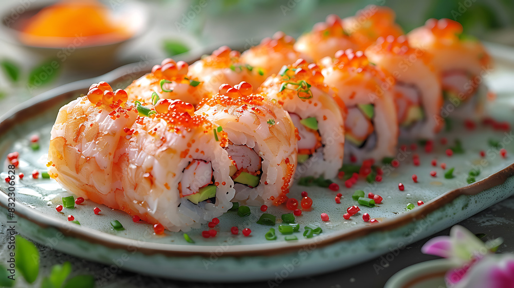 Japanese Cafe Tempura Don Dish - Vibrant Food Photography Japanese Cafe Tempura Don Dish - Vibrant Food Photography