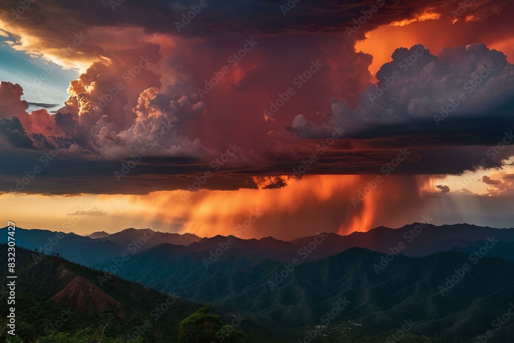 Evening in Sierra Madre Occidental with Dramatic Cloud Formations