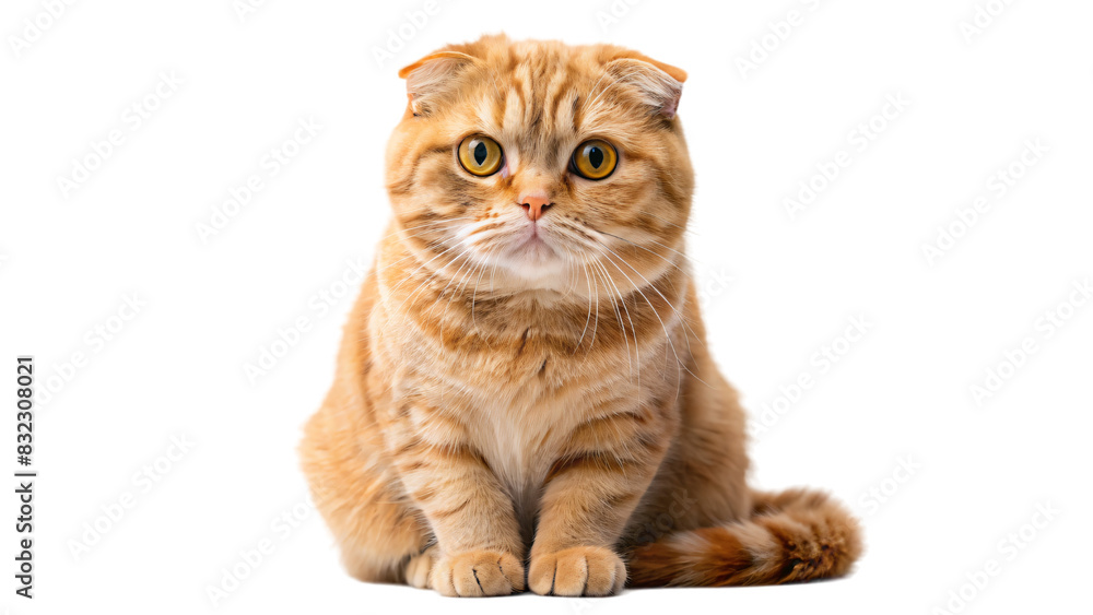 Fototapeta premium Close-up of an orange short hair cat on a clean white background