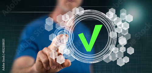 Obraz na plátně Man touching a validation process concept